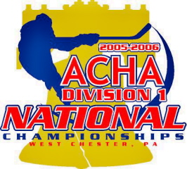 Tournament artwork from the 2005-2006 ACHA Division I National Championships, hosted in West Chester, Pennsylvania